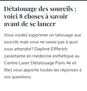 Detatouage de Sourcil au Femme actuelle chez Centre Laser Détatouage Journal